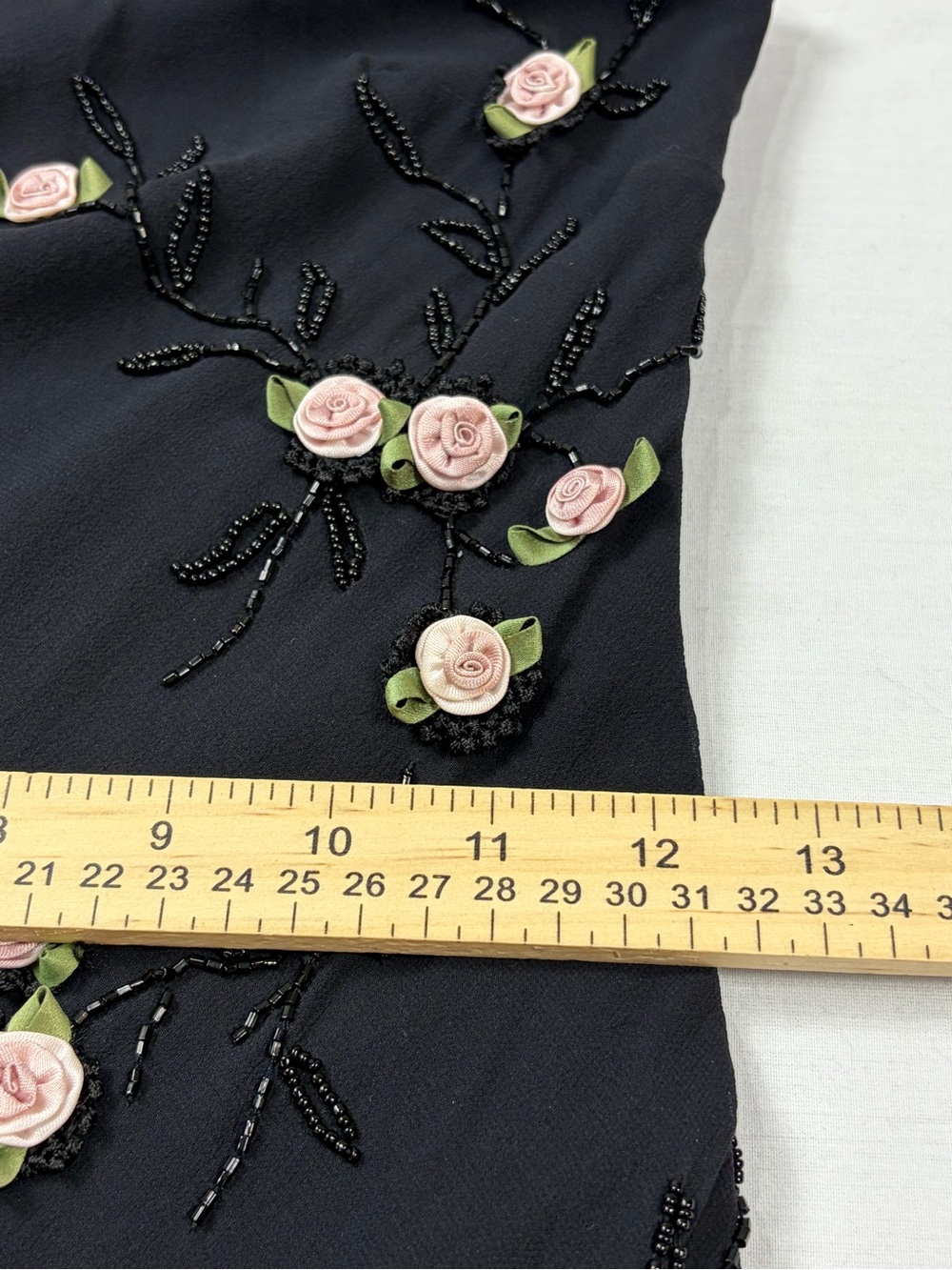 Sue Wong Vintage "Rare" Black Silk Floral Rosette Beaded Dress Size 6 Romantic - Picture 10 of 16